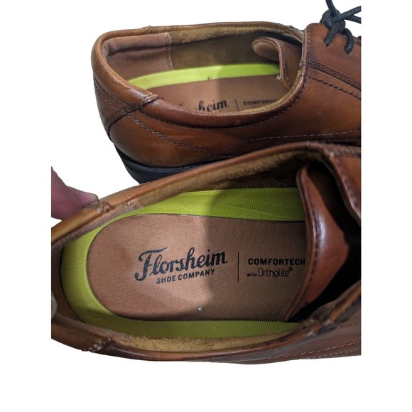 Florsheim Men's Midtown Cognac Leather Cap Top Oxfords w/ComfortTech sz 10.5D - Picture 7 of 9